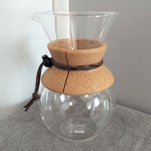 Mubod Replacement Glass Coffee Carafe Pour Over Pitcher Leather Cork Collar #157